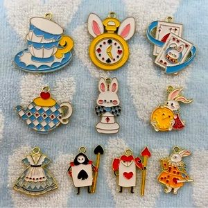 10pcs Alice in wonderland Rabbit Teapot Clock Pendant For DIY Jewelry Making